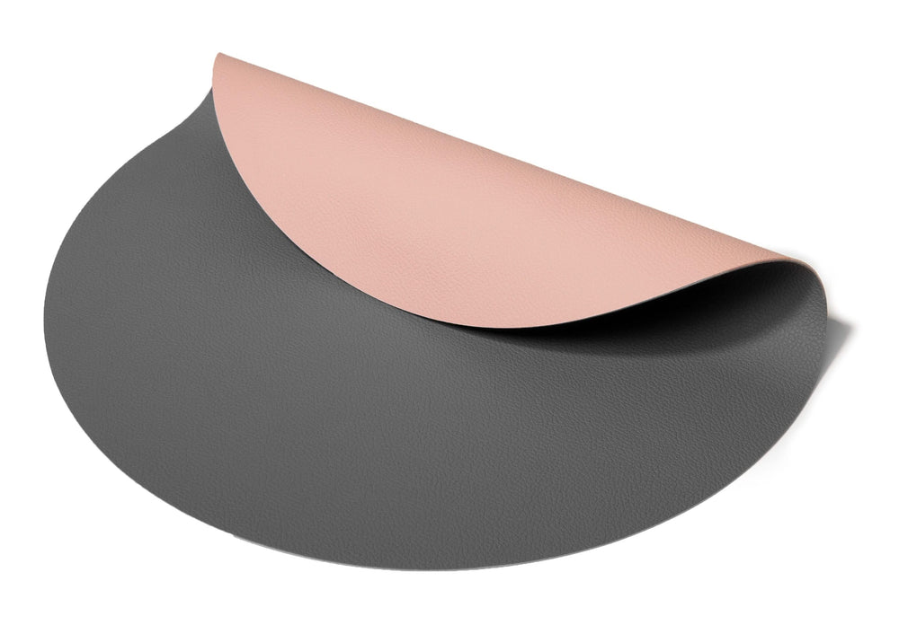 Cookinglife Placemats - Dubbelzijdig - Afwasbaar - Grijs / Roze ø 38 cm - 6 Stuks