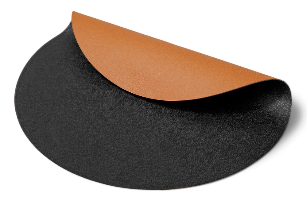 Cookinglife Placemats - Dubbelzijdig - Afwasbaar - Cognac / Zwart ø 38 cm - 6 Stuks