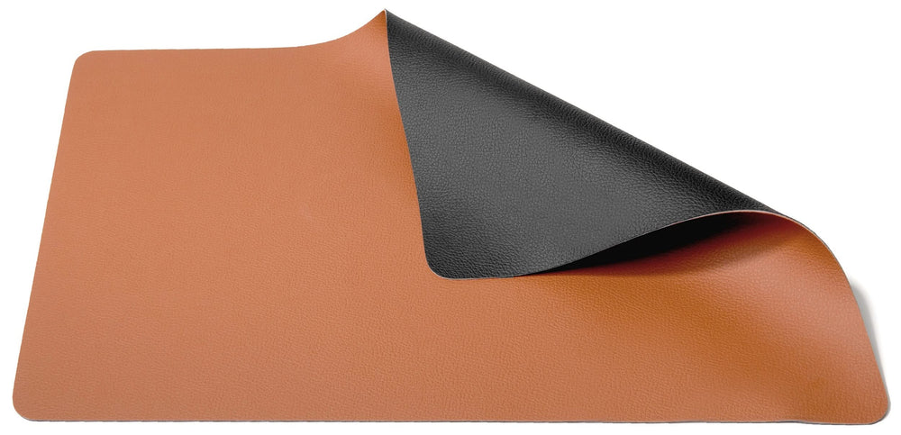 Cookinglife Placemats - Dubbelzijdig - Afwasbaar - Cognac / Zwart 46 x 33 cm - 6 Stuks