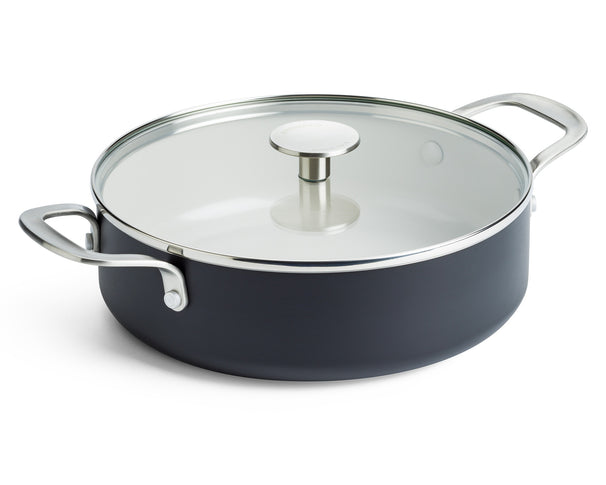 KitchenAid Hapjespan / Sauteerpan met deksel Aluminium Mat Zwart ø 24 cm / 3.1 Liter - keramische anti-aanbaklaag