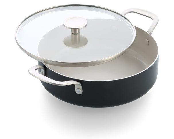 KitchenAid Hapjespan / Sauteerpan met deksel Aluminium Mat Zwart ø 28 cm / 4.3 Liter - keramische anti-aanbaklaag