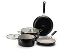 KitchenAid Pannenset Aluminium Mat Zwart 4-delig - Koekenpan ø 24 & 28 cm, Kookpan ø 20 & 24 cm - keramische anti-aanbaklaag