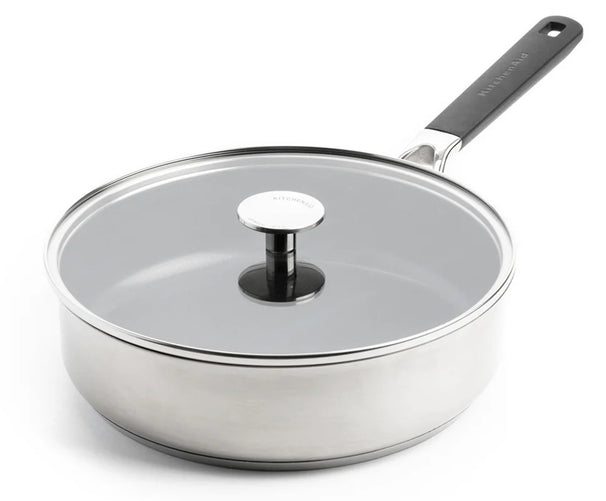 KitchenAid Hapjespan / Sauteerpan met deksel Classic RVS ø 26 cm / 3.6 Liter - keramische anti-aanbaklaag