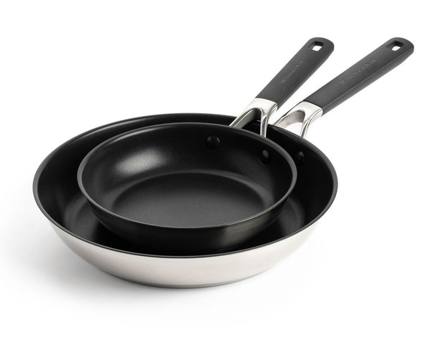KitchenAid Koekenpannenset Classic RVS 2-delig - ø 20 & 28 cm - keramische anti-aanbaklaag