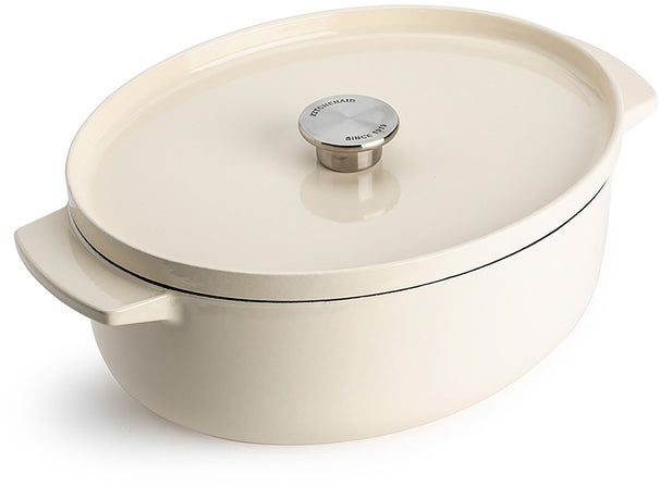 KitchenAid Braadpan Ovaal Cast Iron Cream 30 cm / 5.6 Liter - geëmailleerde anti-aanbaklaag