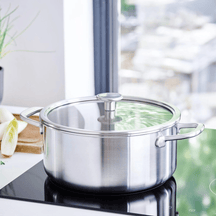KitchenAid Pannenset Multi-Ply Stainless Steel 4-delig - RVS - Kookpan ø 20, 24 cm, Steelpan ø 16 cm & Koekenpan ø 24 cm