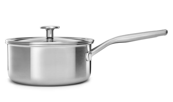 KitchenAid Steelpan Tri-Ply RVS ø 18 cm / 2.1 Liter - met deksel - zonder anti-aanbaklaag