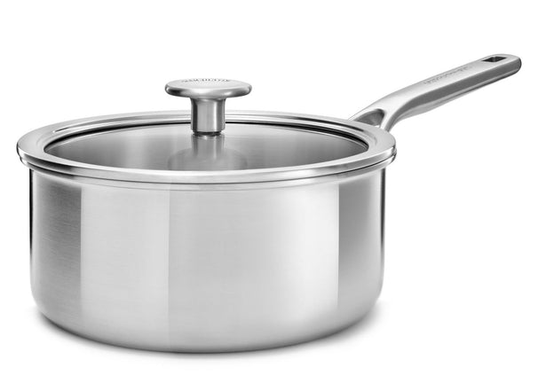 KitchenAid Steelpan Tri-Ply RVS ø 20 cm / 3.1 Liter - met deksel - zonder anti-aanbaklaag