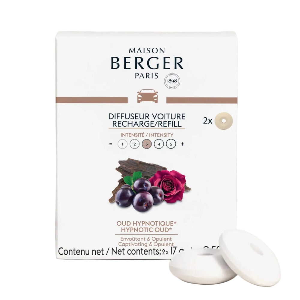 Maison Berger Navulling - voor autoparfum - Hypnotic Oud - 2 stuks