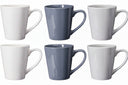 Cookinglife Mokken Siaki - Wit / Blauw / Grijs 350 ml - Porselein - 6 stuks