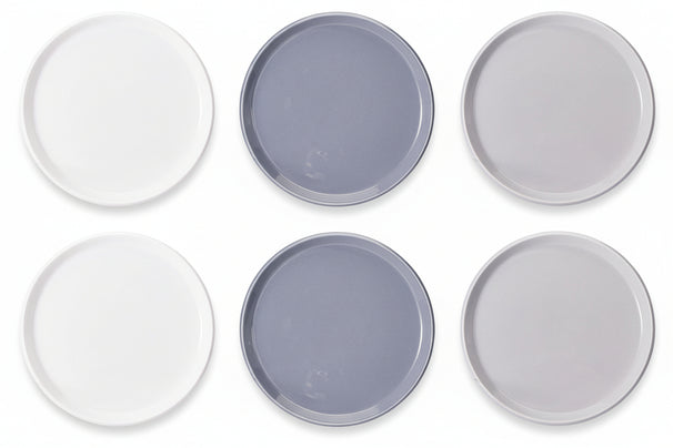 Cookinglife Ontbijtborden / Dessertborden Siaki - Wit / Blauw / Grijs ø 19 cm - Porselein - 6 stuks