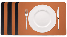 Cookinglife Placemats - Dubbelzijdig - Afwasbaar - Cognac / Zwart 46 x 33 cm - 6 Stuks