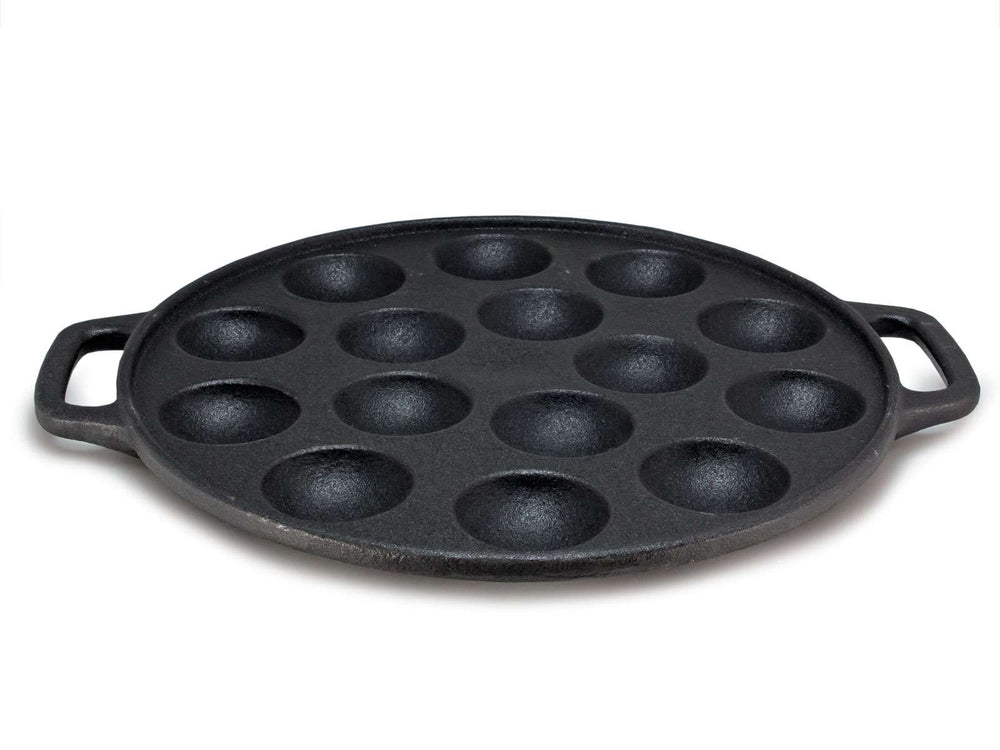 Cookinglife Poffertjespan - Gietijzer - ø 24 cm - 15 poffertjes - zonder anti-aanbaklaag - geschikt voor alle warmtebronnen