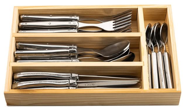 Laguiole Style De Vie Bestekset & Bestekbak - Premium Line - RVS - 24 delig / 6 personen