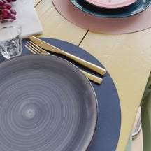 Cookinglife 6 Placemats + 6 Onderzetters - Rond - Afwasbaar - Zwart