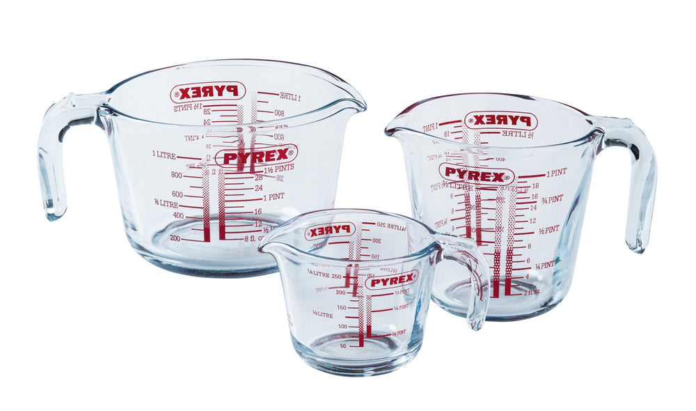 Pyrex Glazen Maatbeker Set Iconics' 3-Delig - 250 ml, 500 ml & 1 Liter