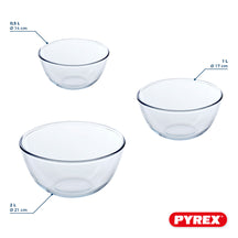 Pyrex Glazen Mengkom / Beslagkom Set Iconics' 3-Delig - 500ml, 1 Liter & 2 Liter