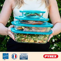 Pyrex Glazen Ovenschaalset met deksel Cook & Store 3-delig - 400 ml, 1.1 Liter & 2.5 Liter