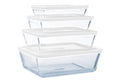 Pyrex Glazen Ovenschaalset met deksel Cook & Freeze 4-Delig - 800 ml, 1.5 Liter, 2.6 Liter & 4 Liter