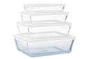 Pyrex Glazen Ovenschaalset met deksel Cook & Freeze 4-Delig - 800 ml, 1.5 Liter, 2.6 Liter & 4 Liter