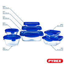 Pyrex Glazen Vershoudbakjes / Ovenschalen met deksel Cook & Go 7-delig