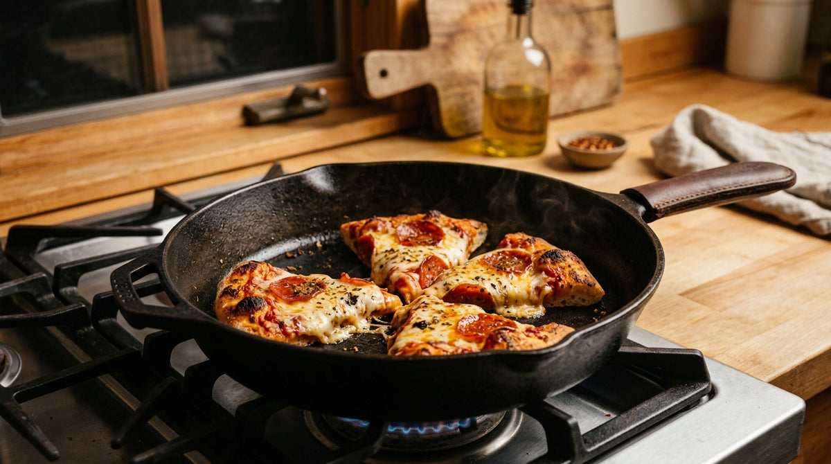 Een knapperige bodem en gesmolten kaas, alsof de pizza net uit de oven komt.