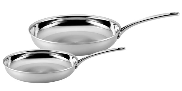 SCANPAN Koekenpannenset Fusion 5 RVS 2-delig - ø 24 & 28 cm - geschikt voor alle warmtebronnen - zonder anti-aanbaklaag