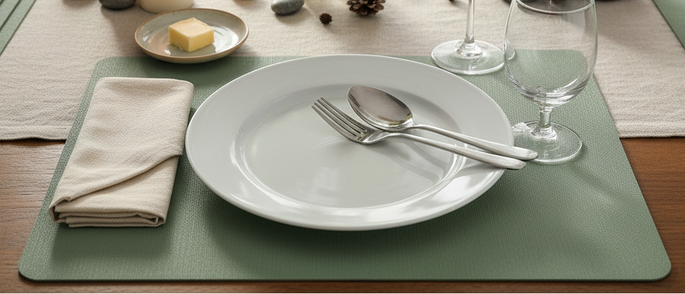 Cosy & Trendy Placemats Leather Look Basil - Afwasbaar - 43 x 30 cm - 6 Stuks