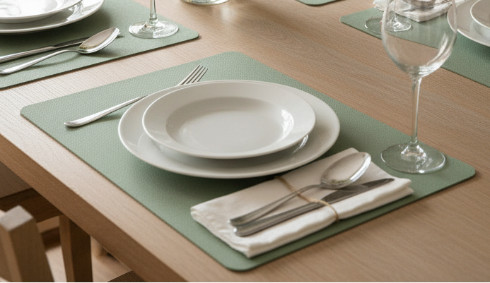 Cosy & Trendy Placemats Leather Look Basil - Afwasbaar - 43 x 30 cm - 6 Stuks