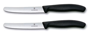 Victorinox Tomatenmesjes Gekarteld Swiss Classic Zwart - 11 cm - 2 stuks