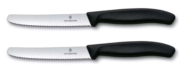 Victorinox Tomatenmesjes Gekarteld Swiss Classic Zwart - 11 cm - 2 stuks