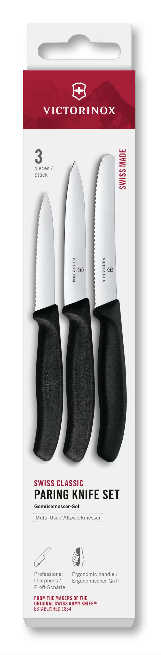 Victorinox Schilmessenset Swiss Classic Zwart 3-delig - Tomatenmes, Officemes & Schilmes