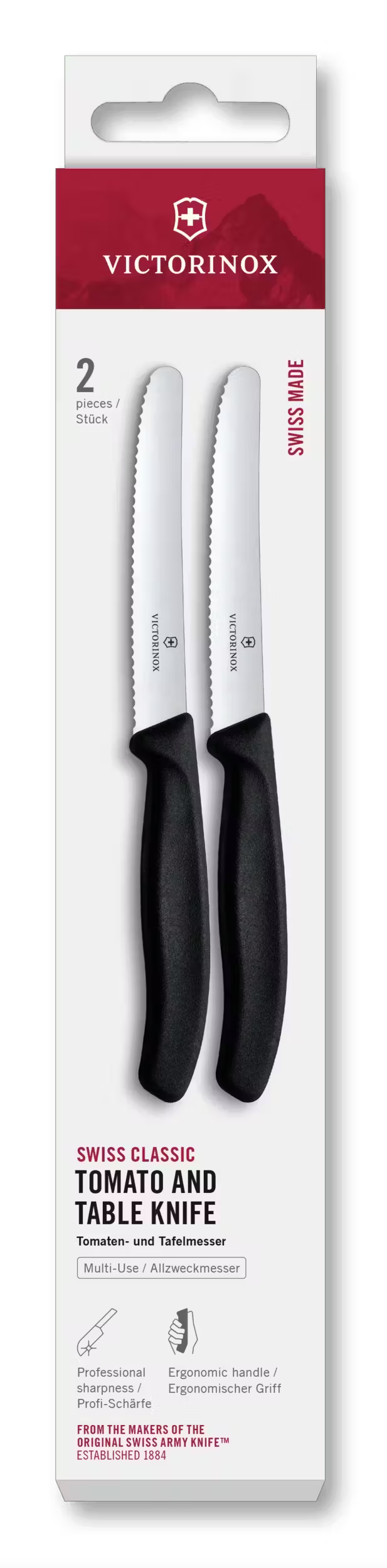Victorinox Tomatenmesjes Gekarteld Swiss Classic Zwart - 11 cm - 2 stuks