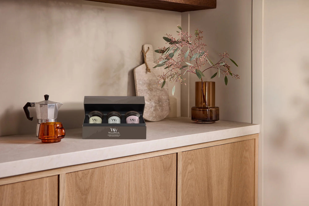WoodWick Giftset Geurkaarsen Mini Blooming Trio - 3 Stuks - Geurkaars in Glas - Houten Lont
