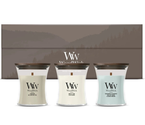 WoodWick Giftset Geurkaarsen Mini Woodland Trio - 3 Stuks - Geurkaars in Glas - Houten Lont